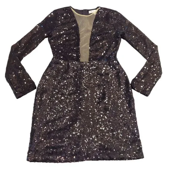 Rare London | Dresses | Rare London Womens Black Sequin Sparkly Party Dress  Small Sheer Front New W Tags | Poshmark